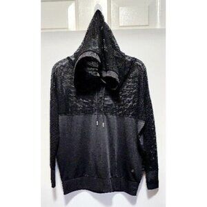 Soba Sport Women’s Black Drawstring Pullover Sweatshirt Hoodie Long Sleeve Sz S